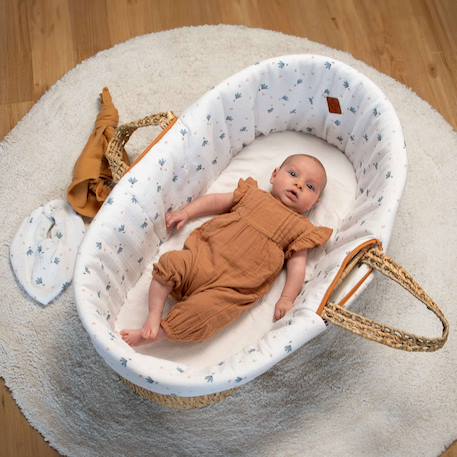 Habillage de couffin en gaze de coton Bleuet imprimé floral 3 - vertbaudet enfant 