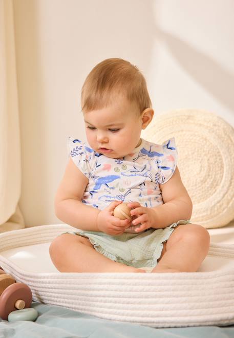 Ensemble enfant t-shirt et short en gaze de coton tiana Ecru 1 - vertbaudet enfant 