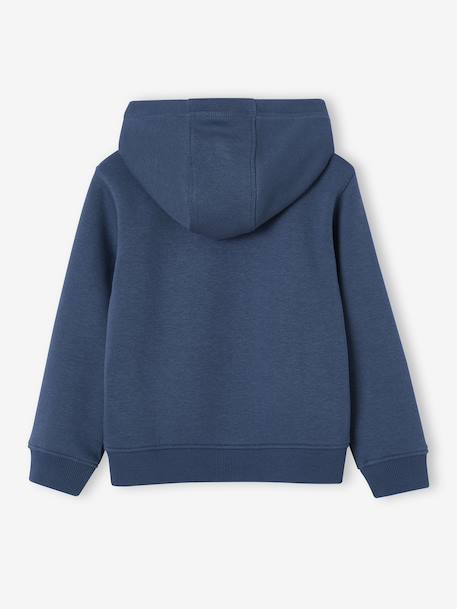 Sweat garçon zippé à capuche sport anthracite+BLEU FONCE UNI AVEC DECOR+vert sapin 5 - vertbaudet enfant 
