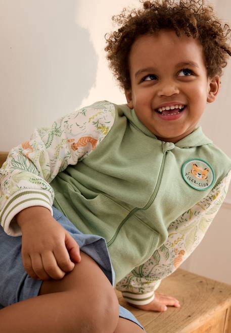 Sweat à capuche zippé enfant kanha Vert 1 - vertbaudet enfant 