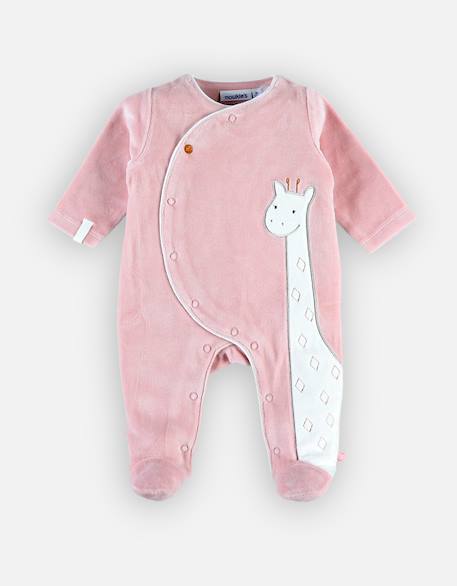 Pyjama dors-bien girafe en velours Rose 1 - vertbaudet enfant 