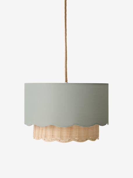 Abat-jour pour suspension Festons tissu et rotin vert sauge 2 - vertbaudet enfant 