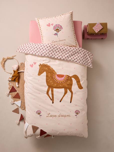 Parure housse de couette + taie d'oreiller ARIZONA DREAM, avec coton recyclé blanc imprimé 4 - vertbaudet enfant 