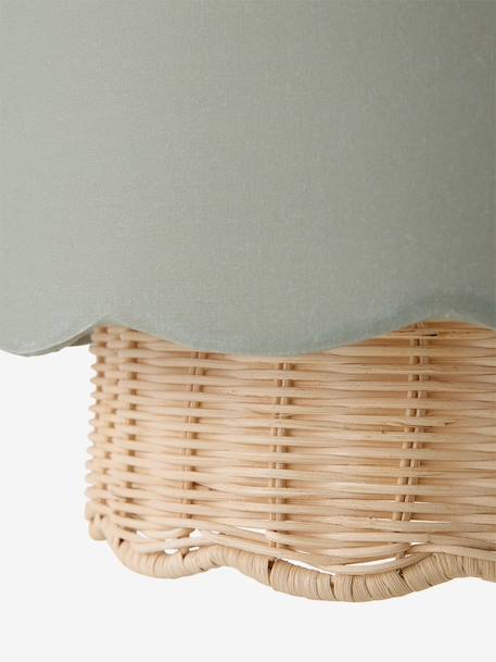 Abat-jour pour suspension Festons tissu et rotin vert sauge 4 - vertbaudet enfant 