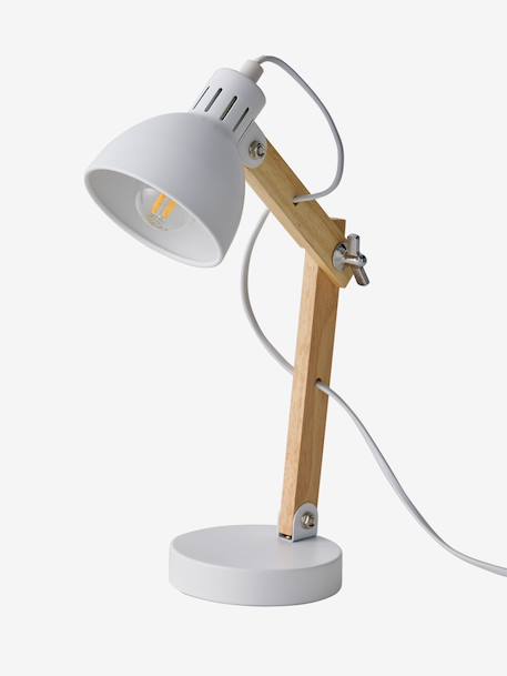 Lampe à poser articulée en bois et métal blanc+rose 2 - vertbaudet enfant 