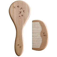 Puériculture-Ensemble brosse et peigne bébé hirondelles