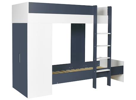 Chambre enfant lit superposé évolutif Blanc / bleu nuit+Blanc / vert mousse 2 - vertbaudet enfant 