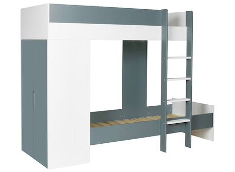 Chambre enfant lit superposé évolutif Blanc / bleu nuit+Blanc / vert mousse 7 - vertbaudet enfant 