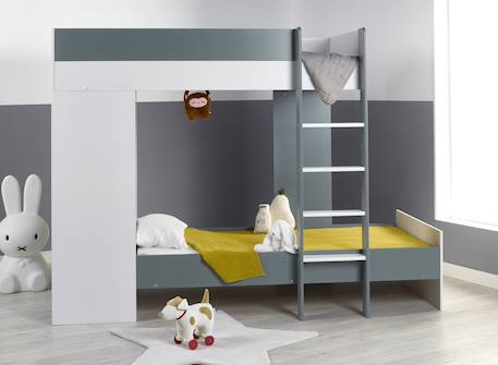 Chambre enfant lit superposé évolutif Blanc / bleu nuit+Blanc / vert mousse 4 - vertbaudet enfant 