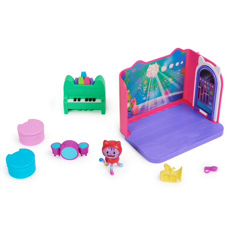 Gabby's dollhouse - salle de musique groovy avec la figurine de daniel james catnip Multicolore 3 - vertbaudet enfant 