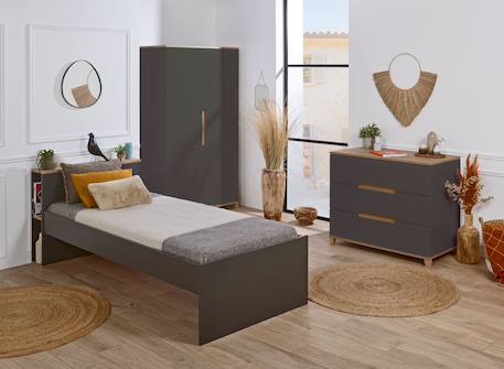 Chambre enfant complète milor Anthracite /bois+Blanc/ bois 1 - vertbaudet enfant 