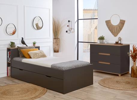 Chambre enfant complète milor Anthracite /bois+Blanc/ bois 3 - vertbaudet enfant 