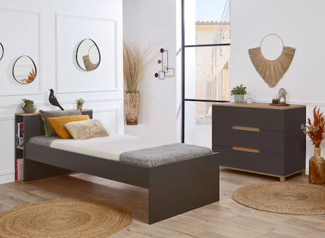 Chambre enfant complète milor Anthracite /bois+Blanc/ bois 2 - vertbaudet enfant 