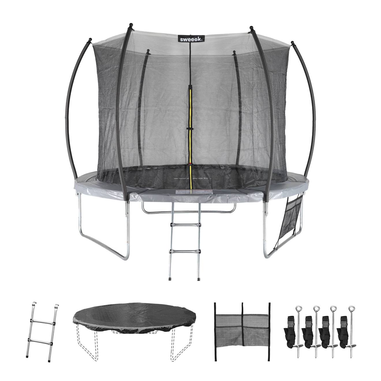 Filet De Sécurité Trampoline 180cm - 6 Barres - Hauteur 150cm - Fourreau Extérieur Zip