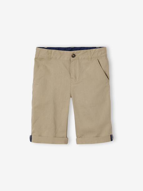 Bermuda garçon cérémonie en coton/lin beige+beige clair+bleu+marine foncé+vert sauge 3 - vertbaudet enfant 