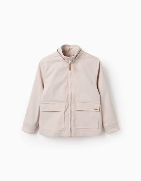 Veste avec capuche amovible Beige clair+Bleu foncé 2 - vertbaudet enfant 