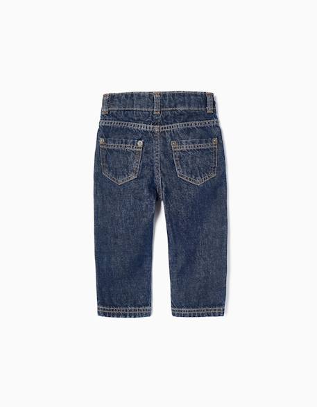 Jean avec fermeture éclair et à bouton-pression Bleu+Bleu clair 5 - vertbaudet enfant 