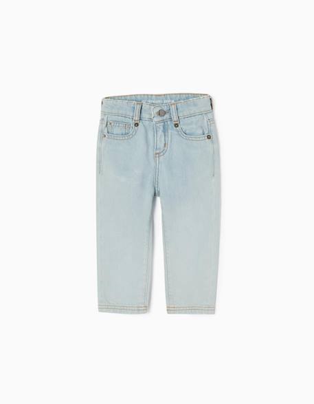 Jean avec fermeture éclair et à bouton-pression Bleu+Bleu clair 1 - vertbaudet enfant 