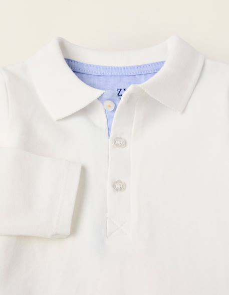 Body-polo à manches longues Blanc 3 - vertbaudet enfant 