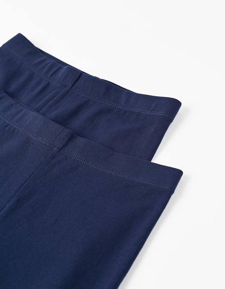 Pack 2 leggings Bleu nuit+Multicolore+Noir 3 - vertbaudet enfant 