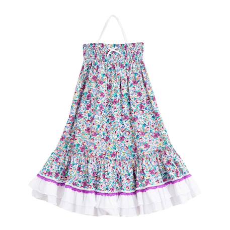 Jupe  longue fleurie  transformable en robe  esmeralda Violet bleu rose 4 - vertbaudet enfant 