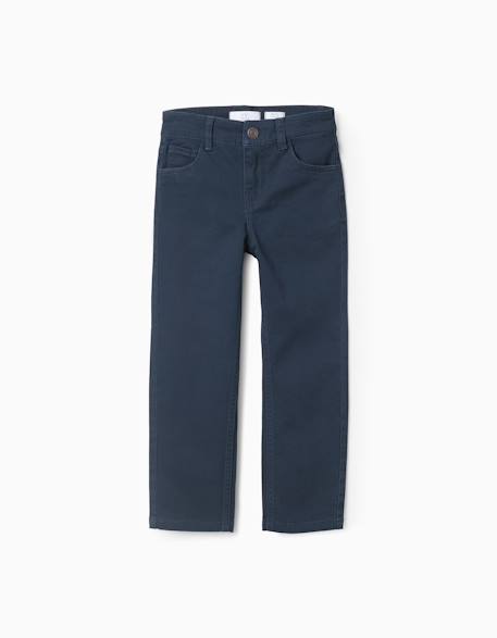 Pantalon en sergé Beige clair+Bleu foncé 5 - vertbaudet enfant 