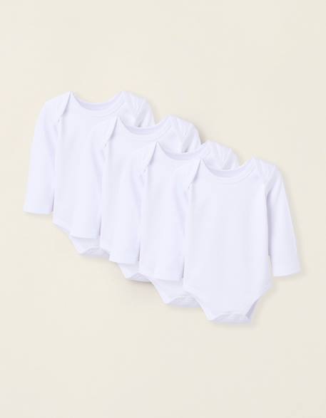 Pack 4 bodies unis peigné en coton Blanc 1 - vertbaudet enfant 