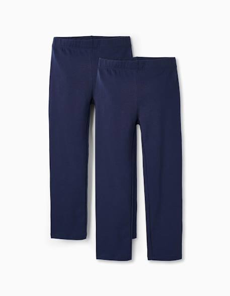 Pack 2 leggings Bleu nuit+Multicolore+Noir 1 - vertbaudet enfant 