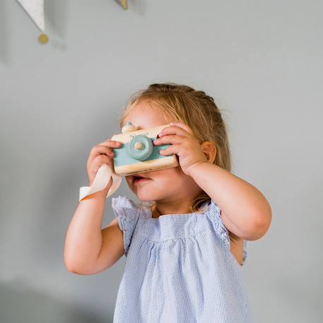 Appareil photo en bois aquamarine Aquamarine+Gris foncé 4 - vertbaudet enfant 