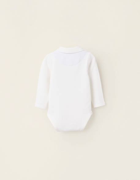 Body-polo à manches longues Blanc 2 - vertbaudet enfant 