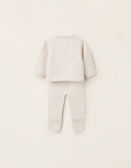 Ensemble en maille à rayures Bleu clair+Gris clair+Rose 6 - vertbaudet enfant 