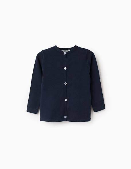 Gilet en maille Blanc+Bleu foncé 4 - vertbaudet enfant 