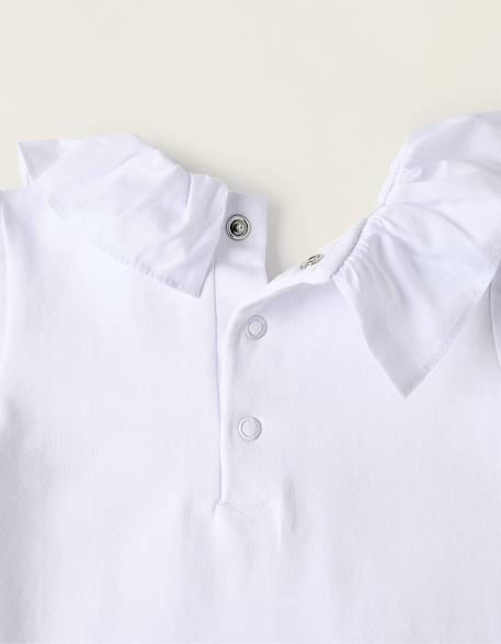 Body-blouse avec volants en coton Blanc 3 - vertbaudet enfant 