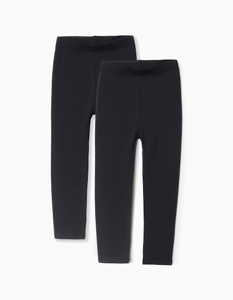 Pack 2 leggings Bleu nuit+Multicolore+Noir 9 - vertbaudet enfant 