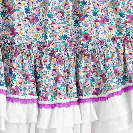 Jupe  longue fleurie  transformable en robe  esmeralda Violet bleu rose 5 - vertbaudet enfant 