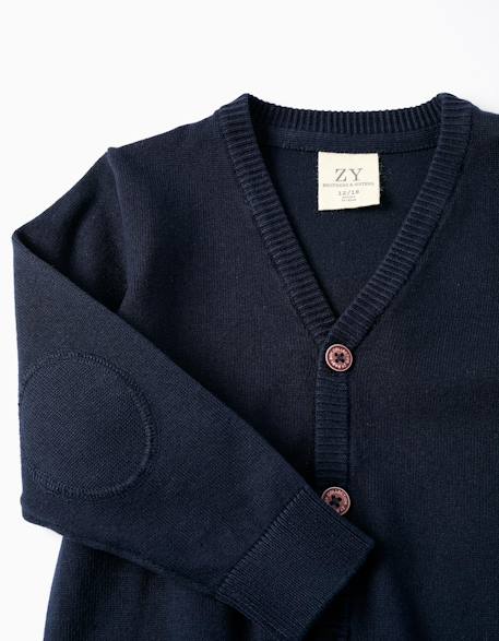 Gilet en maille brothers & sisters Bleu foncé 3 - vertbaudet enfant 