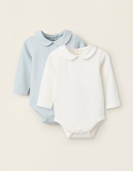 Pack 2 bodies avec col claudine Bleu clair 1 - vertbaudet enfant 