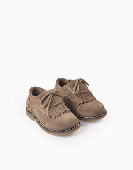 Chaussures en daim à franges Beige clair 1 - vertbaudet enfant 