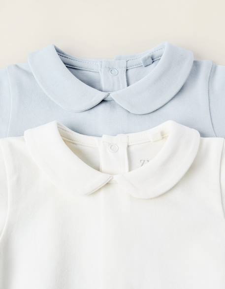 Pack 2 bodies avec col claudine Bleu clair 3 - vertbaudet enfant 