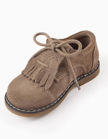 Chaussures en daim à franges Beige clair 3 - vertbaudet enfant 