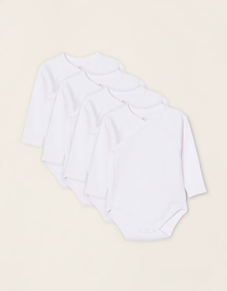 Pack 4 bodies croisés en coton Blanc 1 - vertbaudet enfant 