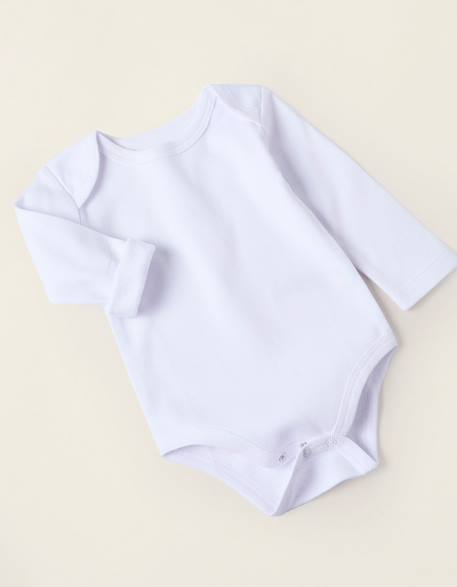 Pack 4 bodies unis peigné en coton Blanc 3 - vertbaudet enfant 