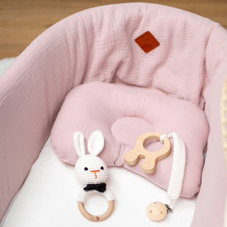 Coffret de 3 hochets en coton et bois naturel Elephant+Lapin 8 - vertbaudet enfant 