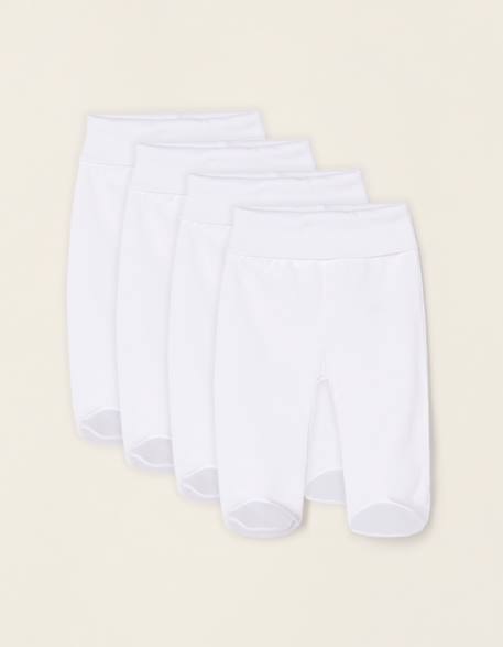Pack 4 pantalons avec plis et ceinture haute Blanc 1 - vertbaudet enfant 