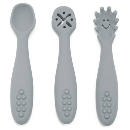 Lot de 3 cuillères d'apprentissage en silicone Gris 1 - vertbaudet enfant 