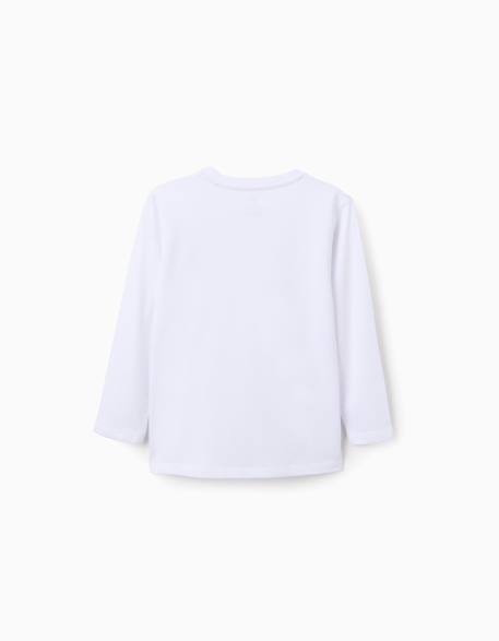 Lot de 2 t-shirts en coton à manches longues Blanc+Bleu foncé+Rouge 2 - vertbaudet enfant 