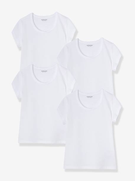 Lot de 4 T-shirts fille BASICS blanc 1 - vertbaudet enfant 
