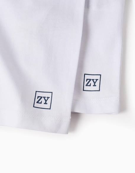 Lot de 2 t-shirts en coton à manches longues Blanc+Bleu foncé+Rouge 4 - vertbaudet enfant 