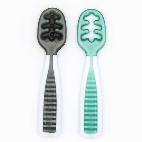 Lot de 2 pré-cuillères gris et vert Multicolore 1 - vertbaudet enfant 