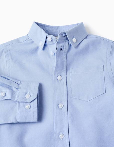 Chemise en coton Blanc+Bleu clair 6 - vertbaudet enfant 